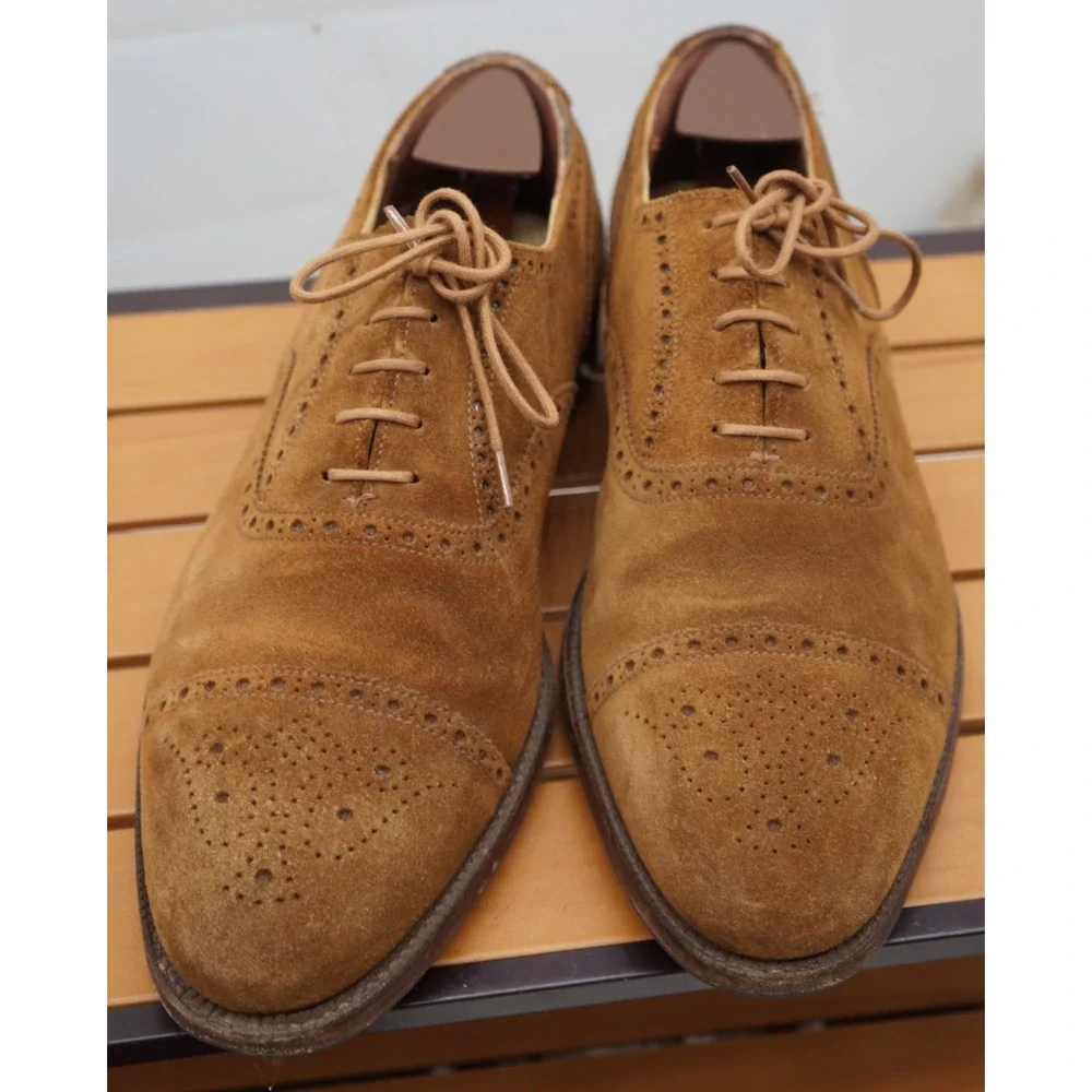 Crockett & Jones Winchester Tan Brown Suede Brogue Oxford UK 10.5 E US 11